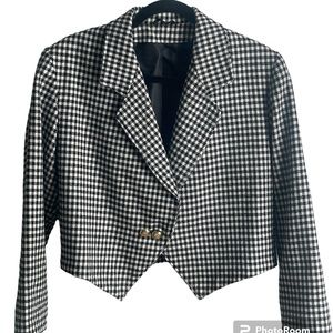 Vintage Houndstooth Tweed Crop Jacket size L